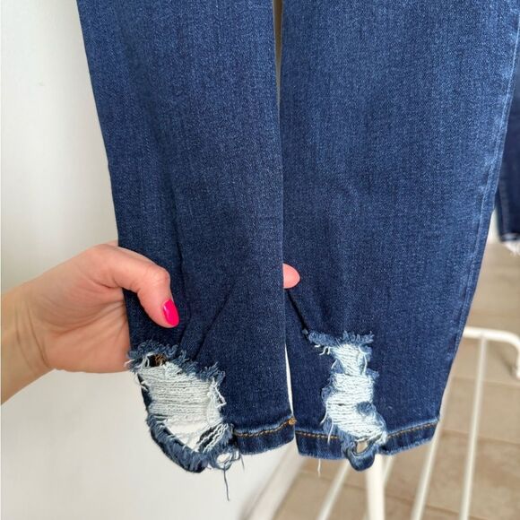 Bridge By Gly Dark Denim Mid Rise Raw Hem Ankle Skinny Jean - Picture 6 of 10